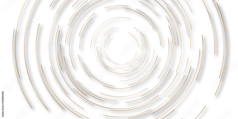 Aufkleber golden minimal circle abstract dynamic lines isolated background with shadows. Future technology banner concept, vector illustration. Abstract Computer technology background network visual connection.