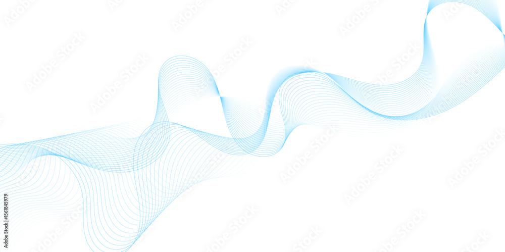 Aufkleber Smooth wave abstract vector background layout design.background image with dynamic curves.Abstract blue futuristic blend waves lines technology background and sound wave lines on white background.	
