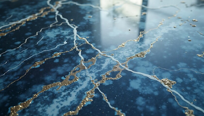 Fototapeta premium Abstract blue marble texture with gold veins for luxury backgrounds and design