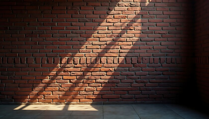 Brick Wall Illuminated by Sunlight, Creating a Pattern of Shadows and Light