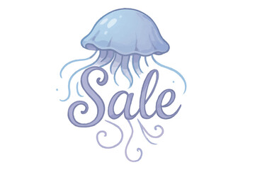 Jellyfish Above Sale Text Decorative Ocean Marine Discount