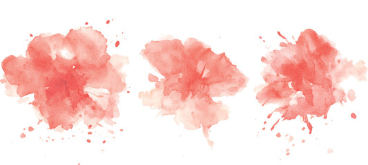 Abstract red watercolor splash on white background. Red watercolor brush strokes vector. set of red paint splatter texture. banner. Template texture, base for creative design of label, card, banner, 