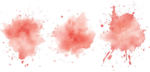 Abstract red watercolor splash on white background. Red watercolor brush strokes vector. set of red paint splatter texture. banner. Template texture, base for creative design of label, card, banner, 