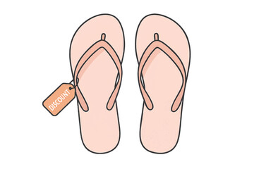 Flip Flops with Discount Tag Summer Beach Footwear Promotion