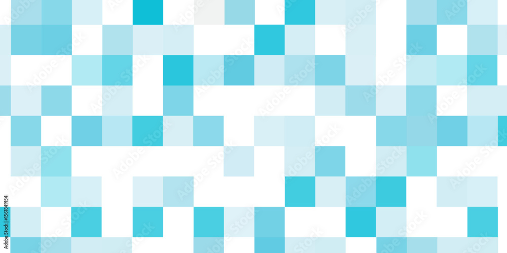 Poster Abstract digital background with pixelated blue and white squares creating background. Blue colored Tech Finance Fintech Pixel mosaic Pattern. Abstract technology Business Tech Science Vector Backdrop