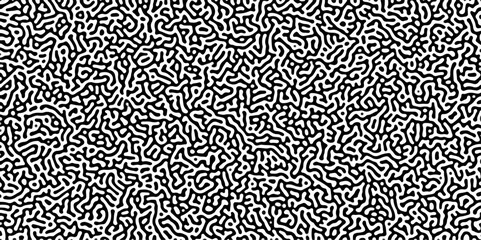 Turing reaction diffusion monochrome seamless pattern with chaotic motion .Linear design with biological shapes. Organic lines in memphis. abstract turing organic wallpaper background .	