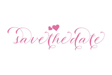 Save the Date - Save the Date word with small heart on white background
