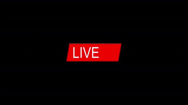 Live button animation on transparent background for digital use, Live video screen indicator button,  Animated live button for digital use with alpha channel,