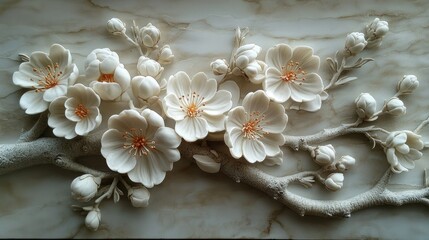 Sakura flowers depicted in various stages. 