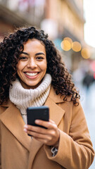 A beautiful young woman blogger, vlogger or influencer is receiving emoji and emoticon reactions in her mobile smart phone device while making a post, sharing or video logging on social media