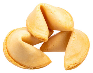  Single Fortune Cookie with Slight Crack Showing Fortune Slip, isolated on transparent background