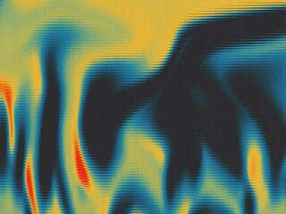 Retro grainy gradient abstract heatmap with colorful wave distortion