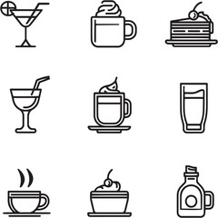 Drink Black Line Editable Icons set (