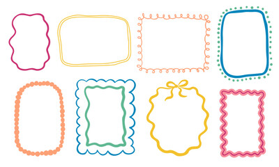 Whimsical frames clipart. Hand drawn vector illustration set.
