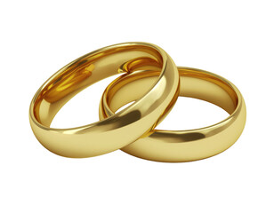 Shiny golden wedding ring with smooth polished surface isolated on white background