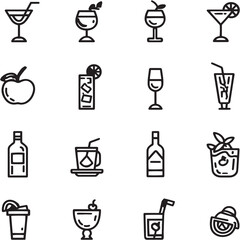 Drink Black Line Editable Icons set (