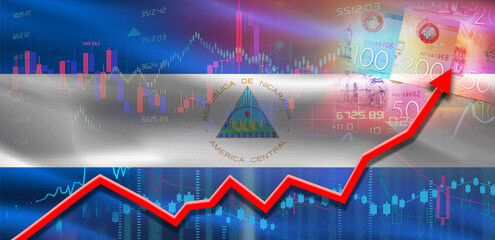 Nicaragua financial growth on market graph. Nicaragua economic growth on financial graph