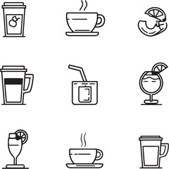 Drink Black Line Editable Icons set (