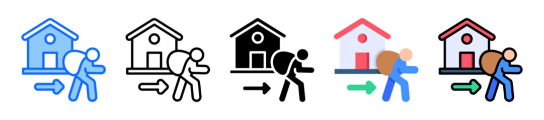 Obraz premium Leaving Home Icon Set Collection Multiple Style