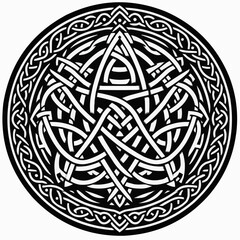 Intricate Celtic knot design in black and white, symbolizing unity and eternity