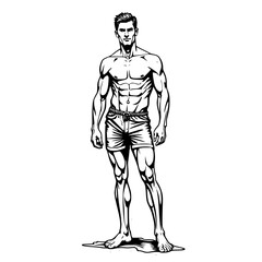 Man in Swim Suit Illustration