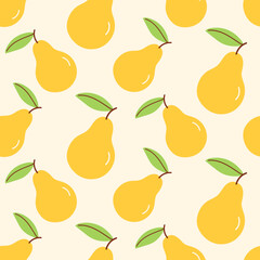 Obraz premium Pear cartoon fruits seamless pattern background