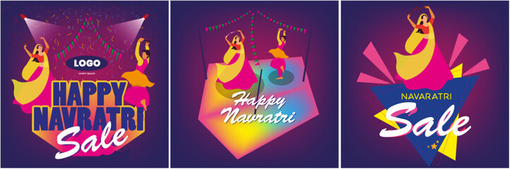 happy navratri ki shubhkamnaye logo in poster banner