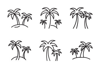 Obraz premium Palm tree line art vector, Palm tree icon Set