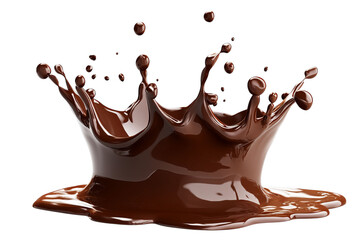 transparent png, A captivating splash of rich, dark chocolate creates an artistic and dynamic effect against a black background, showcasing fluid motion and texture.