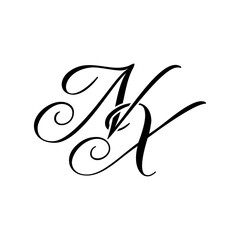 Elegant NX Monogram Logo in Black Script – Luxury Calligraphy Initial Design on White Background
