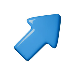 Blue glossy 3D arrow vector illustration, perfect for business growth, success, and positive progress themes. Ideal for presentations and marketing materials. Appealing and modern design.
