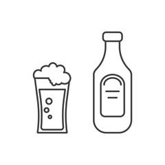 Beer linear Icon isolated on transparent background. Simple bottle with frothy drink line icon. Editable stroke. 