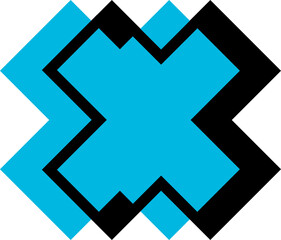 Black and blue abstract, flat geometric design.