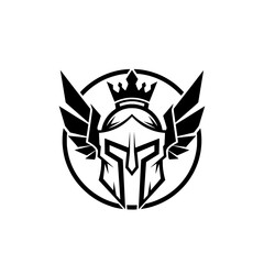 Obraz premium Spartan Warrior Helmet Logo with Wings and Crown