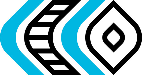 Fototapeta premium Black and blue abstract, flat geometric design.