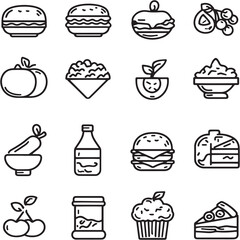 Food Black Line Editable Icons set