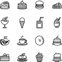 Food Black Line Editable Icons set