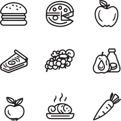 Food Black Line Editable Icons set