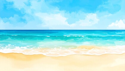 Obraz premium 夏空と波がきらめく透明な海の風景