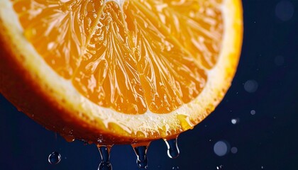 orange slice on blue water