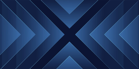 Dynamic convergence of geometric blue arrowheads for sleek digital background, highlighting symmetrical precision with a luminous depth and a modern, technological aesthetic