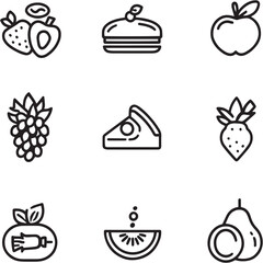 Food Black Line Editable Icons set
