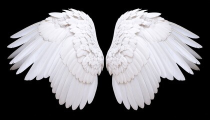 two white angels isolated on black background 