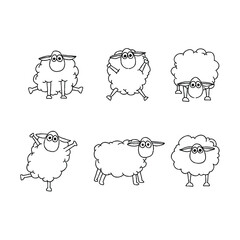 Cartoon sheep in various poses