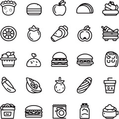 Food Black Line Editable Icons set