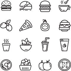 Food Black Line Editable Icons set