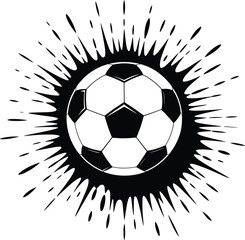 Soccer Ball Splash Silhouette, Football Clipart with Grunge Ink Burst.

