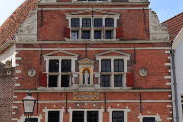 Historic Boterhal Building Facade Close Up in Hoorn, Netherlands