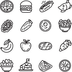 Food Black Line Editable Icons set
