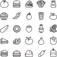 Food Black Line Editable Icons set